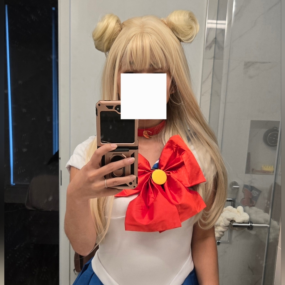 Blonde Clip On Hair Buns And Wig
